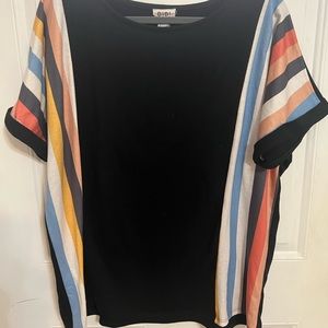 Womens Black SS top with stripes